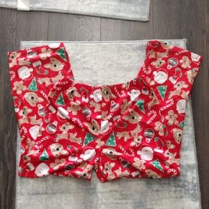 Boys Red Rudolph The Red Nosed Reindeer Christmas Pajama Sleep Bottom L 10-12